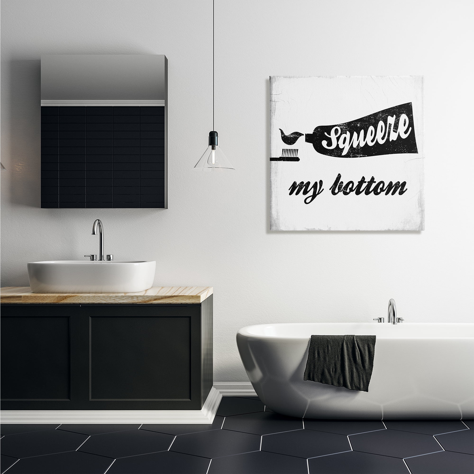 Stupell Industries Squeeze My Bottom Phrase Toothbrush Funny Dental Hygiene, 30 x 30, Design by Daphne Polselli