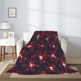 thumbnail image 2 of Throw Blanket for Couch Sofa and Bed, Red Navy Floral Super Soft Plush Throw Blanket, Fuzzy Cuteness Comfy Warm Washable Flannel Blanket & Throws for All Season 60"x50", 2 of 5