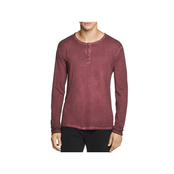 ATM Mens Crew Neck Long Sleeve Henley Shirt