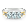 thumbnail image 2 of Gem Stone King 925 Silver and 10K Yellow Gold Sky Blue Aquamarine and Lab Grown Diamond Engagement Ring for Women | 1.52 Cttw | Oval 6X4MM | Gemstone March Birthstone | Size 7, 2 of 4