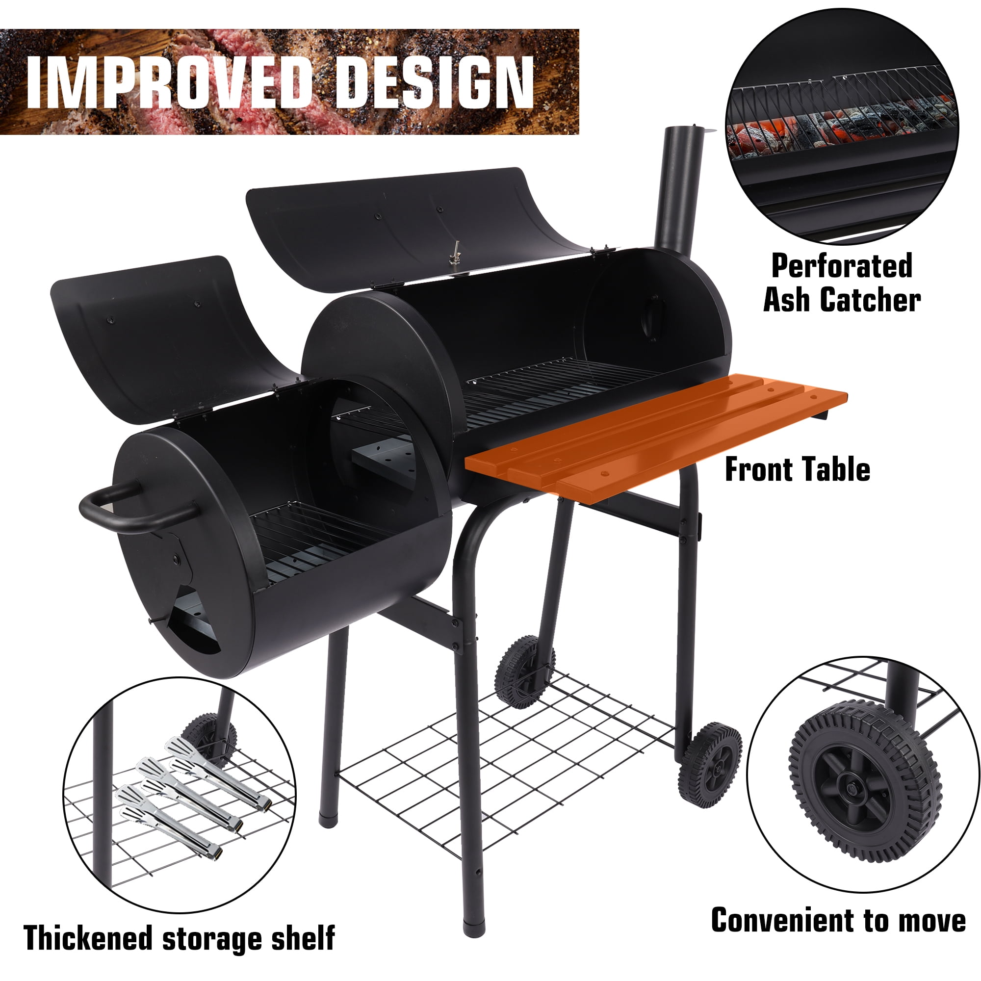 YouLoveIt 26" Charcoal Mini Barrel Grill, Side Shelf