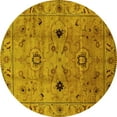 thumbnail image 1 of Ahgly Company Machine Washable Indoor Round Oriental Yellow Industrial Area Rugs, 5' Round, 1 of 4