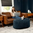 thumbnail image 4 of Jaxx Paran Pouf Ottoman, Large, Faux Fur, Modern Accent, Midnight Blue, 4 of 6