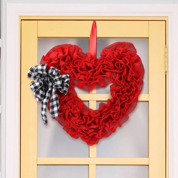 AURARMLET Valentine’s Day Door Hanger Red Fabric Decoration Set, Heart Style, 13.76 x 13.76 x 1.18 inches, Perfect for Holiday Decor