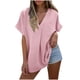 thumbnail image 3 of Top corto,Camiseta con sensor de luz para mujer, cuello redondo, manga corta, poliéster, corte holgado, color liso para uso diario, sopatenor, 3 of 9