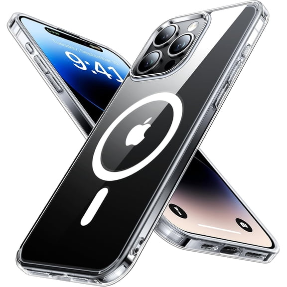 Entronix Magnetic Clear Case Compatible with iPhone 14 Pro Max, Hard Back Cover