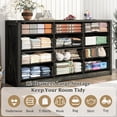 thumbnail image 4 of ANPOO 63 Inch Wide Rustic Farmhouse 12 Drawer Dresser, Vintage Wood Chest with Built-in Multi Power Outlet, Wood Dresser for Bedroom, Living Room, Hallway, 4 of 8