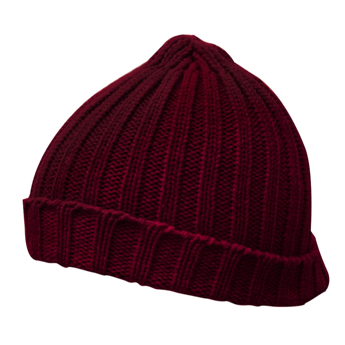 Unisex Stylish Textured Winter Casual Soft Beanie Hat Dark Red
