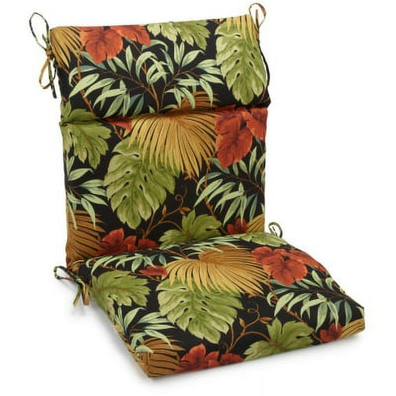 Blazing Needles 18" x 38" Tropique Raven Outdoor Chair Cushion
