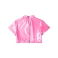thumbnail image 4 of iEFiEL Mens Faux Leather Cutout Half Tank Top Muscle Tops Short Sleeve Zipper Buckle Shirt Clubwear Pink 4XL, 4 of 5