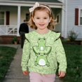 thumbnail image 3 of Yuyamidu Frog Sweatshirt Toddler Girl 1T 2T Green Long Sleeve Ruffle Shoulder Crewneck Sweatshirts Pullover Tops for Outdoor School Lightweight Soft Everyday Clothes for Fall, 3 of 8