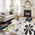 thumbnail image 3 of Area Rug 72×108in, Vintage Farm Flower Texture Floor Carpet Living Room Rug, Spring Watercolor Wildflower Non-Slip Welcome Mat Indoor Rugs for Bedroom Dining Room, 3 of 9