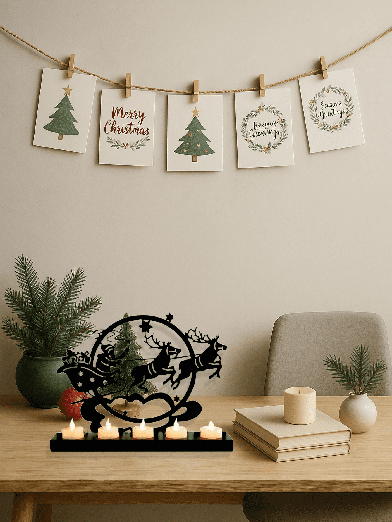 Vintage iron Reindeer Candle Holder for Christmas Table and Mantel Decor
