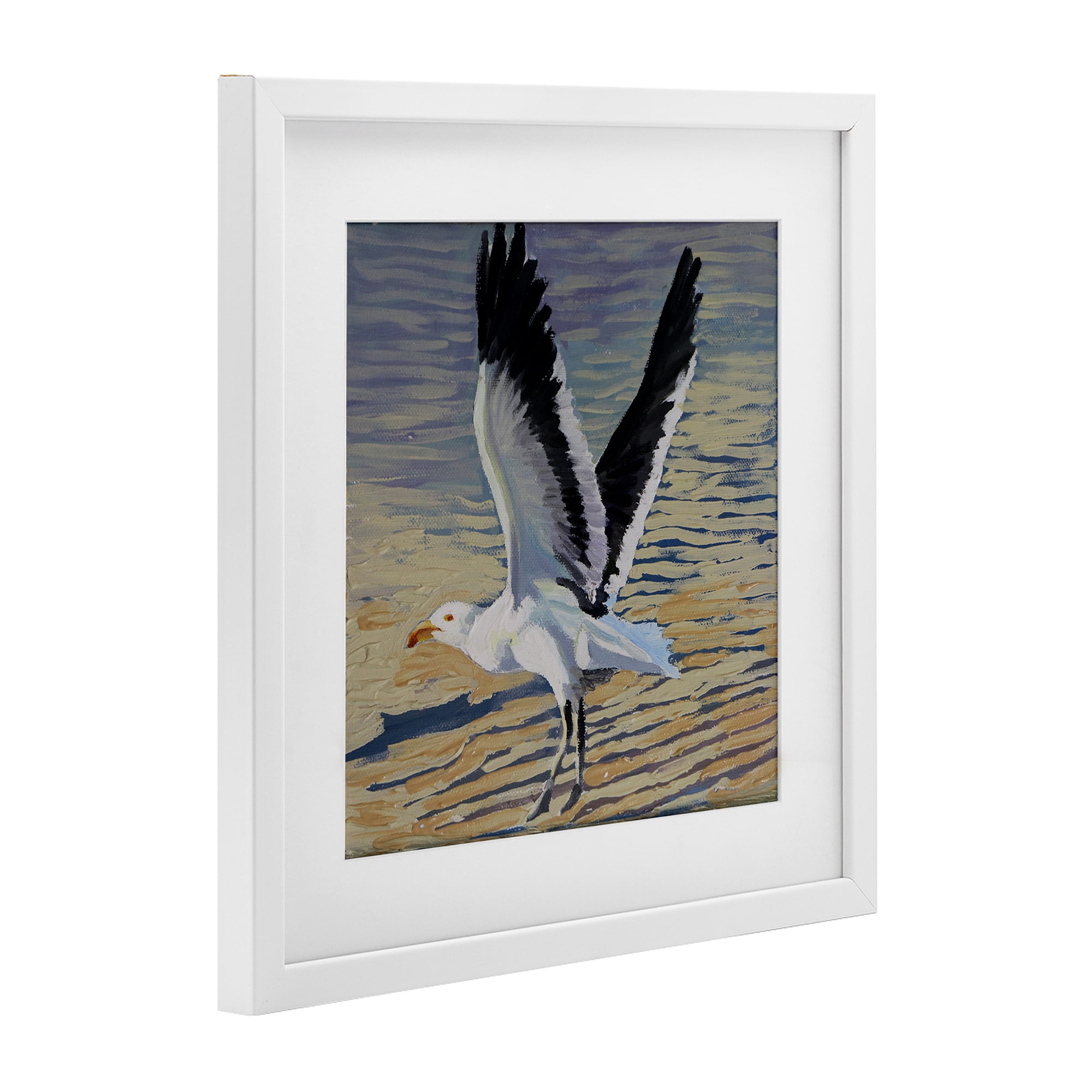 Stupell Industries Seagull Taking Flight White Framed Print Under Glass, design by Violeta Vollmer