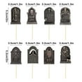 thumbnail image 2 of Halloween Cake Decorations, Tombstone Cake Inserts, 8-Piece Spooky Halloween Cupcake Toppers with Skeleton and Skull Designs, Dark Gray Paper Material, Easy-To-Use Wooden Picks, 5.2x3.5cm, 2 of 6