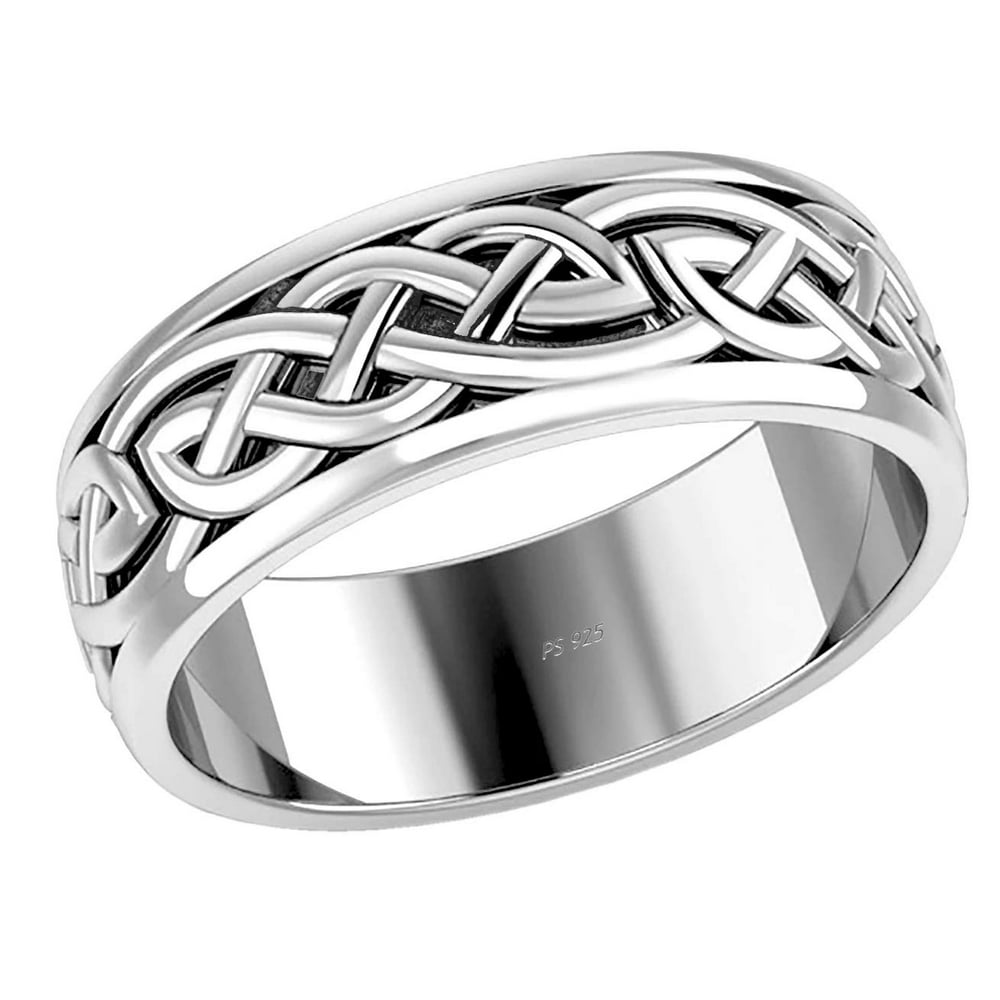 US Jewels and Gems - Men's 0.925 Sterling Silver Irish Celtic Knot ...