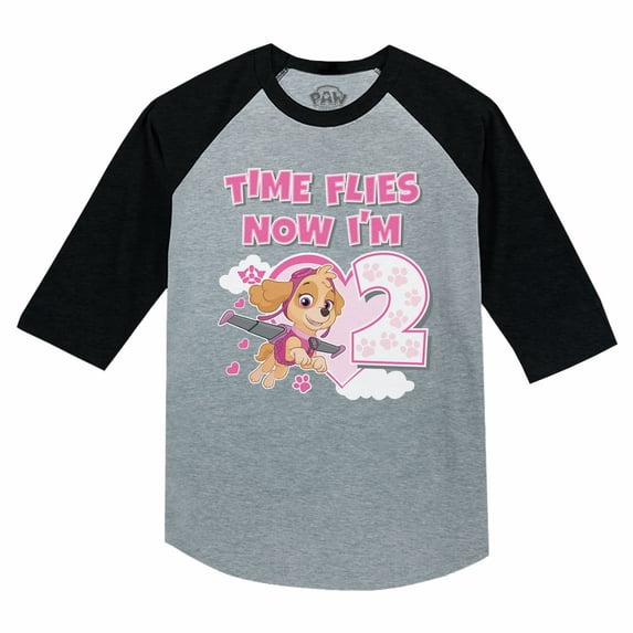 Tstars Girls 2nd Birthday Gift Birthday Gift for 2 Year Old Paw Patrol Skye Birthday Shirts for Girl 2nd Birthday Girl B Day Birthday Party 3-4 Sleeve Baseball Jersey Toddler Shirt