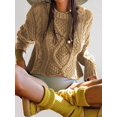 thumbnail image 4 of Women'S Oversized Fall Sweaters Casual Long Sleeve Crewneck Chunky Cable Knit Pullover Tops Winter Clothes Khaki S, 4 of 8