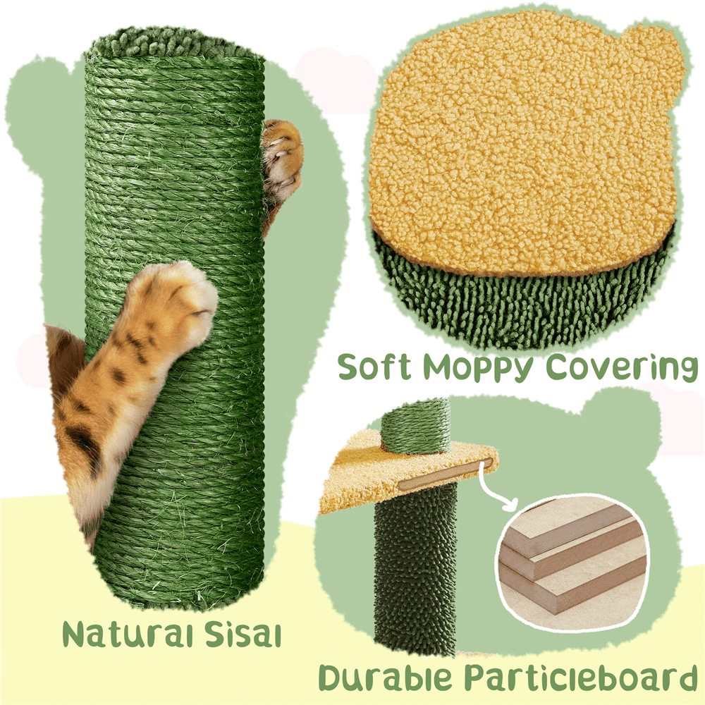 Alden Design 68.5'' Oasis-themed Multilevel Cat Tree with 3 Perches, Green