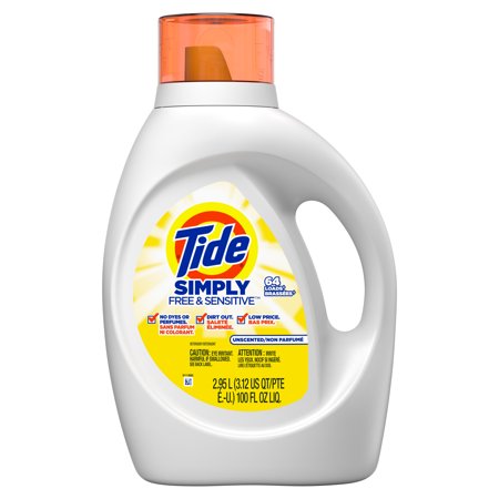 Tide Simply Free & Sensitive Liquid Laundry Detergent, 100 oz., 64 (Best Washing Detergent For Sensitive Skin)