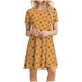 thumbnail image 1 of Vestidos estampados de playa con cuello redondo y manga corta informales de moda de verano para mujer Fridja bnh2349, 1 of 1