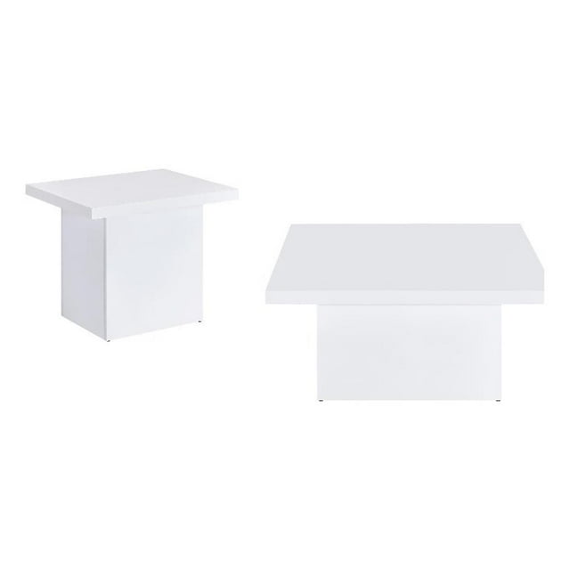 Coaster Devar 2-piece Square Engineered Wood Coffee Table Set White High Gloss