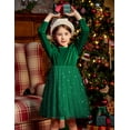 thumbnail image 5 of Oudiya Toddler Tutu Dresses Little Girls Long Sleeve Green Tulle Spring Winter Ruffle Party Velvet Dress 2-6Y, 5 of 10