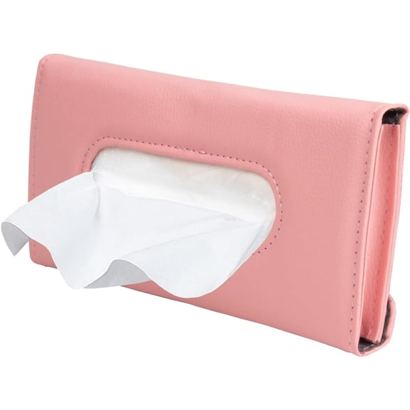 Manss Car Tissue Holder, Sun Visor Napkin Holder with Tissue Refill, Car Mask Holder, Vehicle Interior Accessories (Pink)