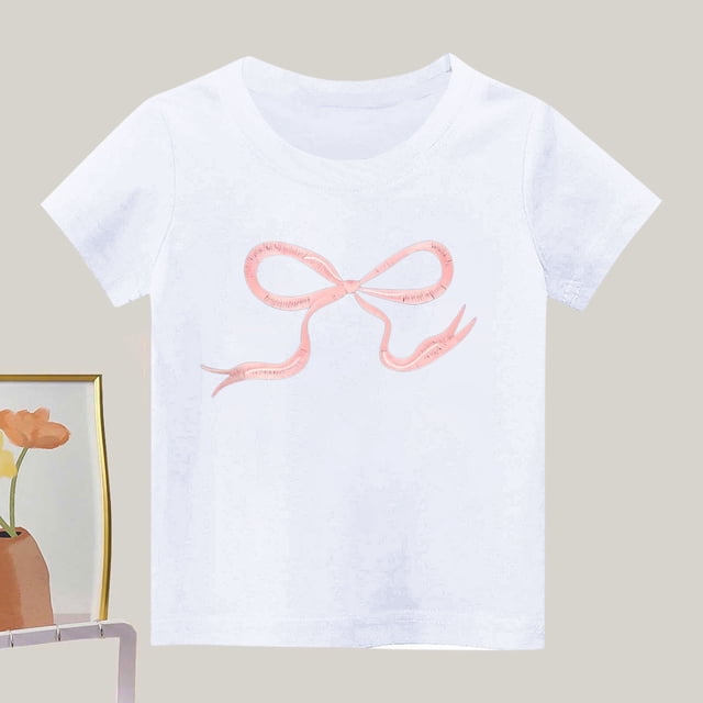 Rbaofujie T-Shirts pour Filles à Manches Courtes, Col Ras du Cou, Été, Décontractés, Amples, Hauts, Tees