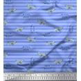 thumbnail image 1 of Soimoi Blue Rayon Fabric Wolf & Stripe Printed Craft Fabric by the Yard 56 Inch Wide, 1 of 3