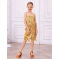 thumbnail image 6 of IDOPIP Kids Girls 1920s Flapper Dress Tassels Sequins Fringe Latin Dance Dress 1920s Gatsby Halloween Party Ballroom Dance Costumes 10-11 Years Gold, 6 of 7