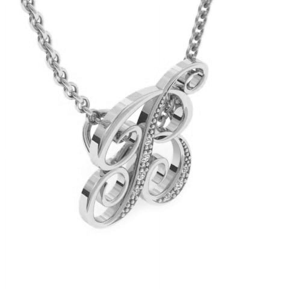 SuperJeweler B Initial Necklace In White Gold With 7 Diamonds, Serif Style, With Free 18 Inch Cable Chain, For Women