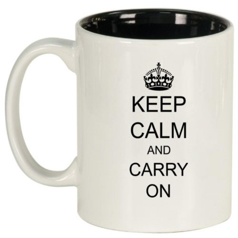 Keep Calm and Carry On Ceramic Coffee Tea Mug Cup White Black Walmart