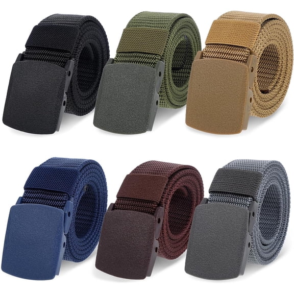 6 PCS Heavy Duty Work Belt for Men Women Nylon Webbing Canvas Belt for Outdoor Hiking and Casual Wear