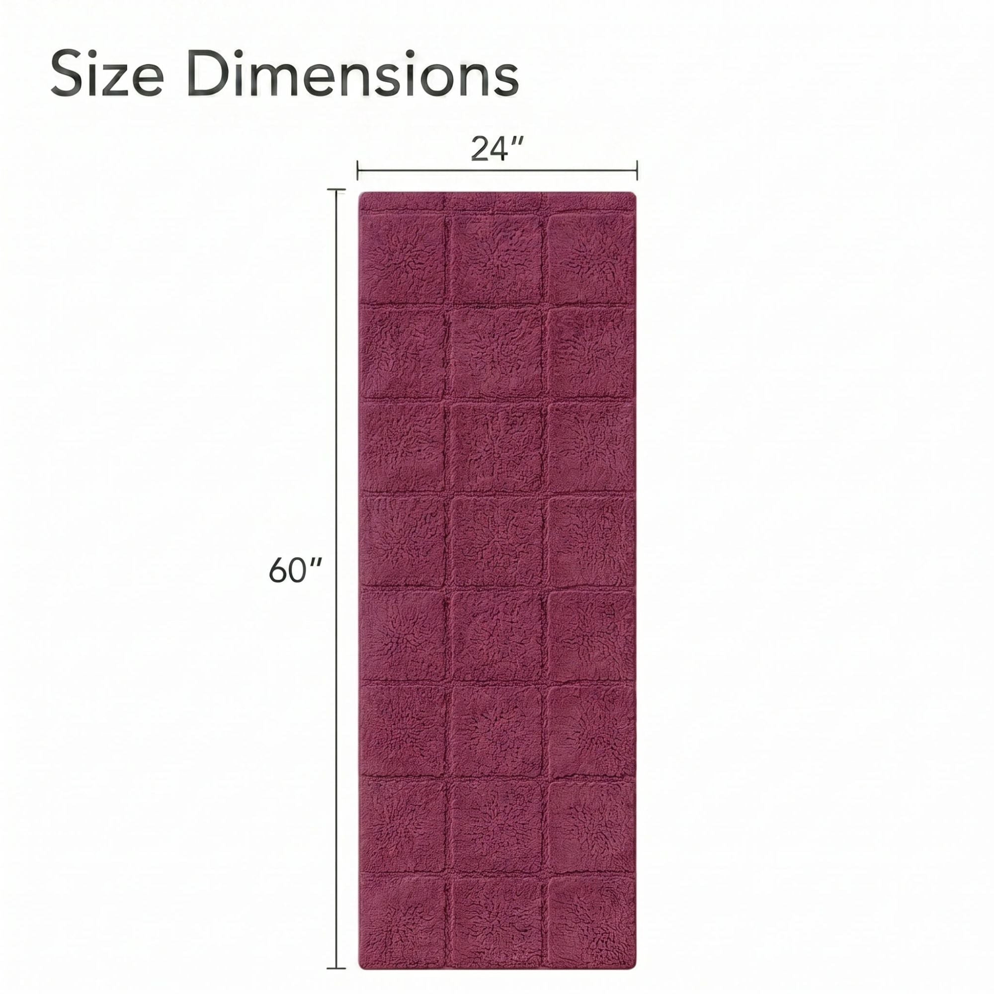 Superior Checkered Cotton Washable Non-Slip Bath Rug, Runner Size, Plum