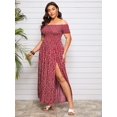 thumbnail image 3 of Femmes Boho Floral Print Off Épaule Fendue Longue une Robe de Ligne, 3 of 5