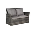 thumbnail image 5 of 4 Pieces Patio Conversation Set, Outdoor Furniture Set with Cushion, Outside Sectional Rattan Wicker Sofa Furniture Set for Garden, Porch, Backyard, Gray, 5 of 8