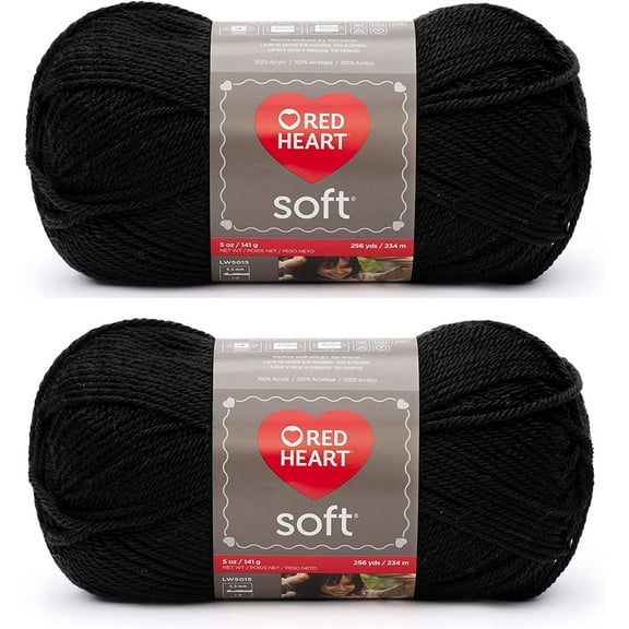 (Pack of 2) Red Heart Soft Yarn-Black