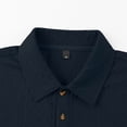 thumbnail image 5 of GrmtClth Men's Casual Textured Polo Shirt Dual Chest Pockets Short Sleeve Button Placket Top with Diamond Pattern Navy M, 5 of 6