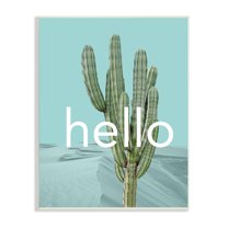 Stupell Industries Bold Hello Cactus Greeting Blue Desert Dunes Graphic Art Unframed Art Print Wall Art, Design by J. Weiss