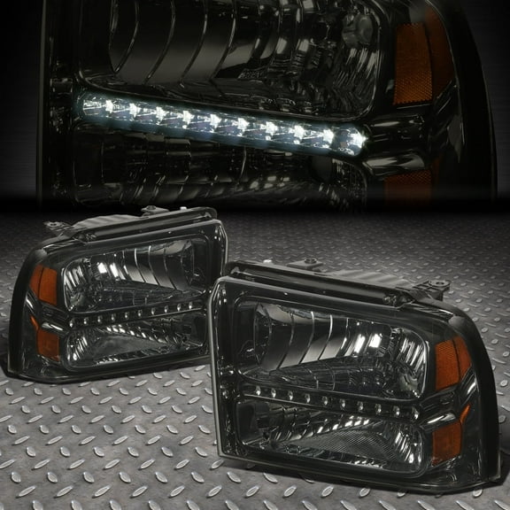 NUVISION for 05-07 Ford Super Duty Smoked Lens Amber Corner LED DRL Headlight Headlamp