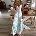 thumbnail image 2 of Summer Savings! Enjoytime Birthday Dresses for Women Sleeveless Strap V Neck Maxi Dresses A-Line Flowy Swing Boho Floral Print Women Plus Size Hawaiian Dresses, 2 of 5