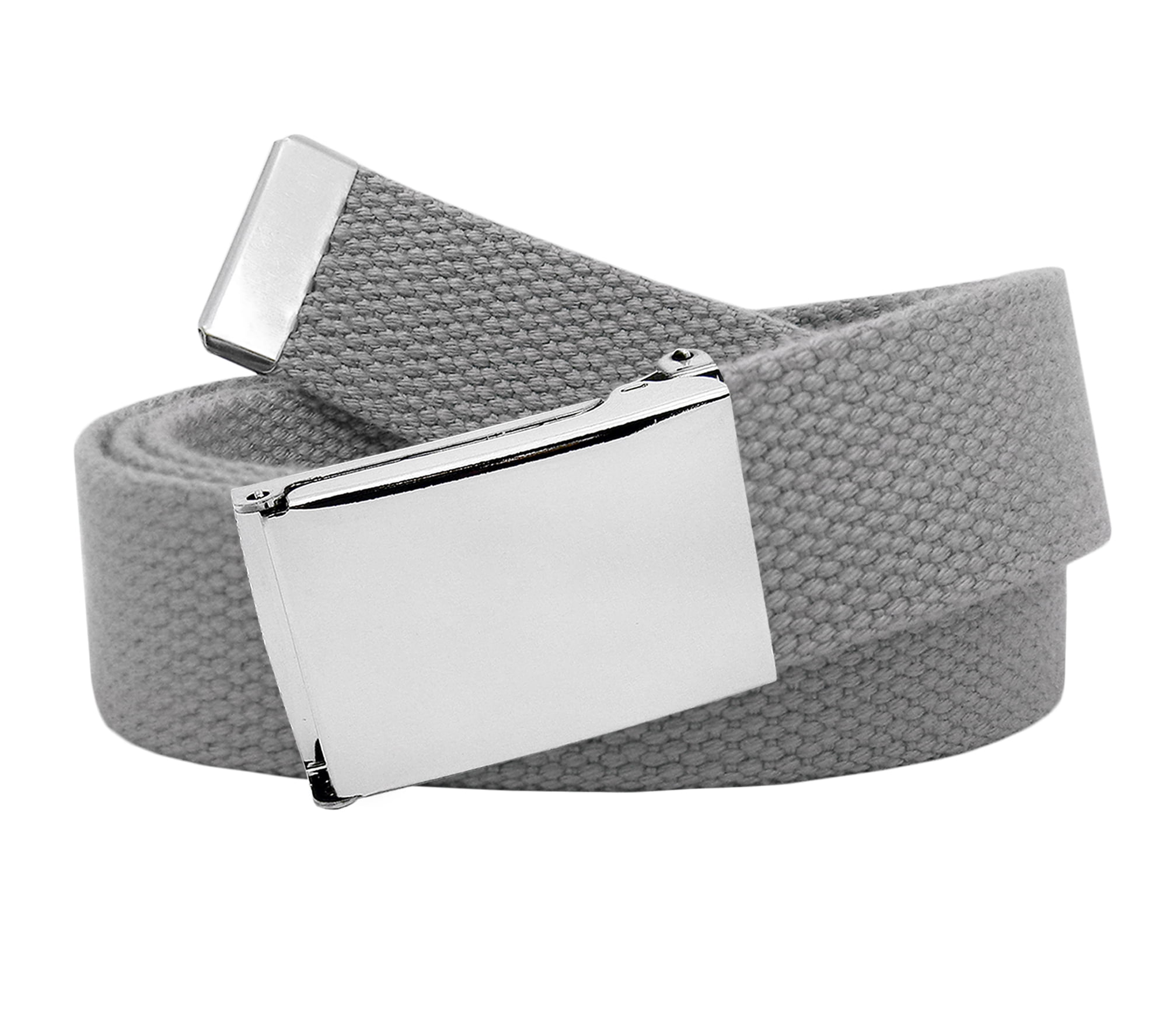 Canvas Belt with Black Flip Classic Buckle Military Silver Small Web Men\'s Top