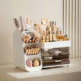 thumbnail image 6 of HBlife Makeup Organizer with Brush Holder for Vanity, Large Plastic Bathroom Countertop Organizer Skin Care Storage, White, 6 of 7