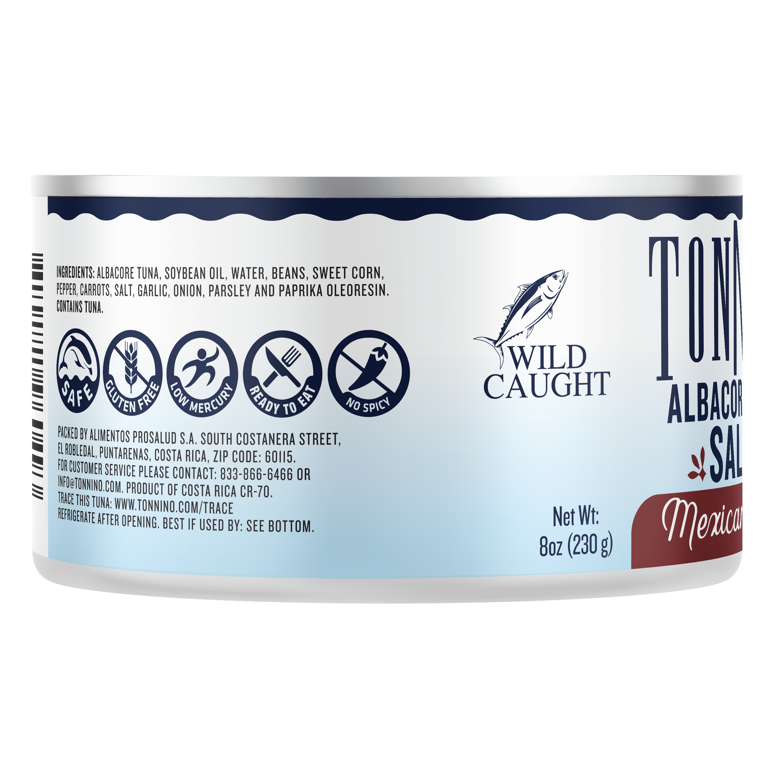 Tonnino Premium Albacore Tuna Salad Mexican Style with Beans, Peppers, and Sweet Corn, 8oz can, Gluten free