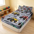 thumbnail image 3 of Erosebridal Monster Truck Zipper Twin Comforter Sets with Fitted Sheet and 2 Pillowcases, Checkered Flag Zipper Bedding Set, Gray White, Gray Reversible, 3 of 7