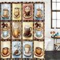 thumbnail image 2 of Coffee Bathroom Shower Curtains with 12 Hooks Polyester Waterproof Shower Curtain for Stalls and Bathtubs Vintage Farmhouse Funny Cartoon Cup Plaid Decorative Bathroom Privacy Curtain 36x72 Inches, 2 of 7