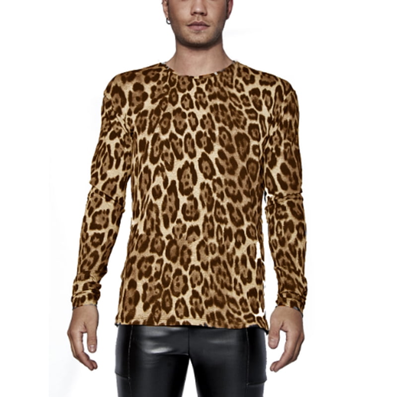 Long Sleeve Leopard Print Tops 