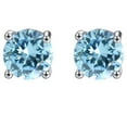 thumbnail image 2 of Paris Jewelry 18k White Gold Plated 2ct Created Amethyst, Tanzanite & Aquamarine Round Stud Earrings, 2 of 6