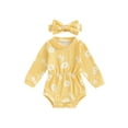 thumbnail image 2 of Musuos Baby Girl Fall Romper 0-18Months Sunflower Print Long Sleeve Crew Neck Jumpsuit with Headband 2 Pcs Set, 2 of 8